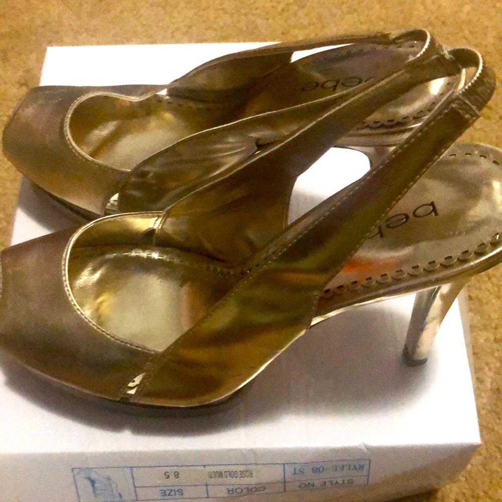 Bebe Gold Stilettos Shoes